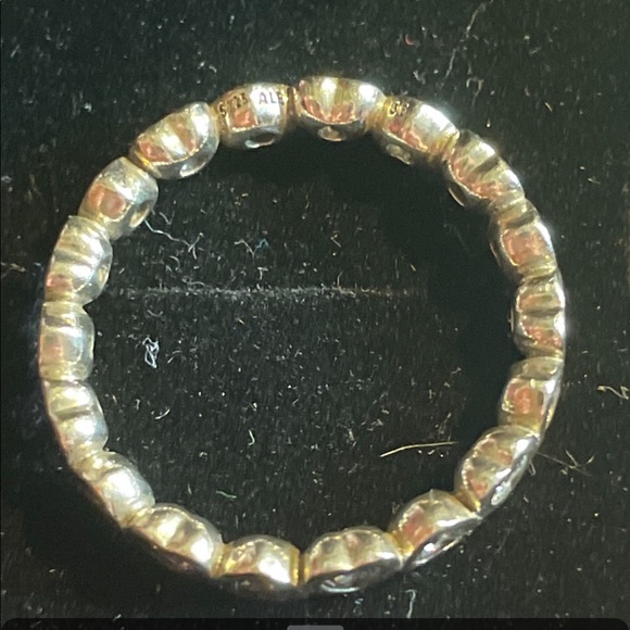 Authentic Pandora sparkling heart band clear cz stackable ring size 8.5 💖 - Picture 3 of 4